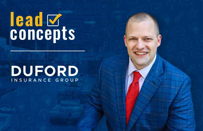 Image of, final expense agent, David Duford and the logos for his company and Lead Concepts.