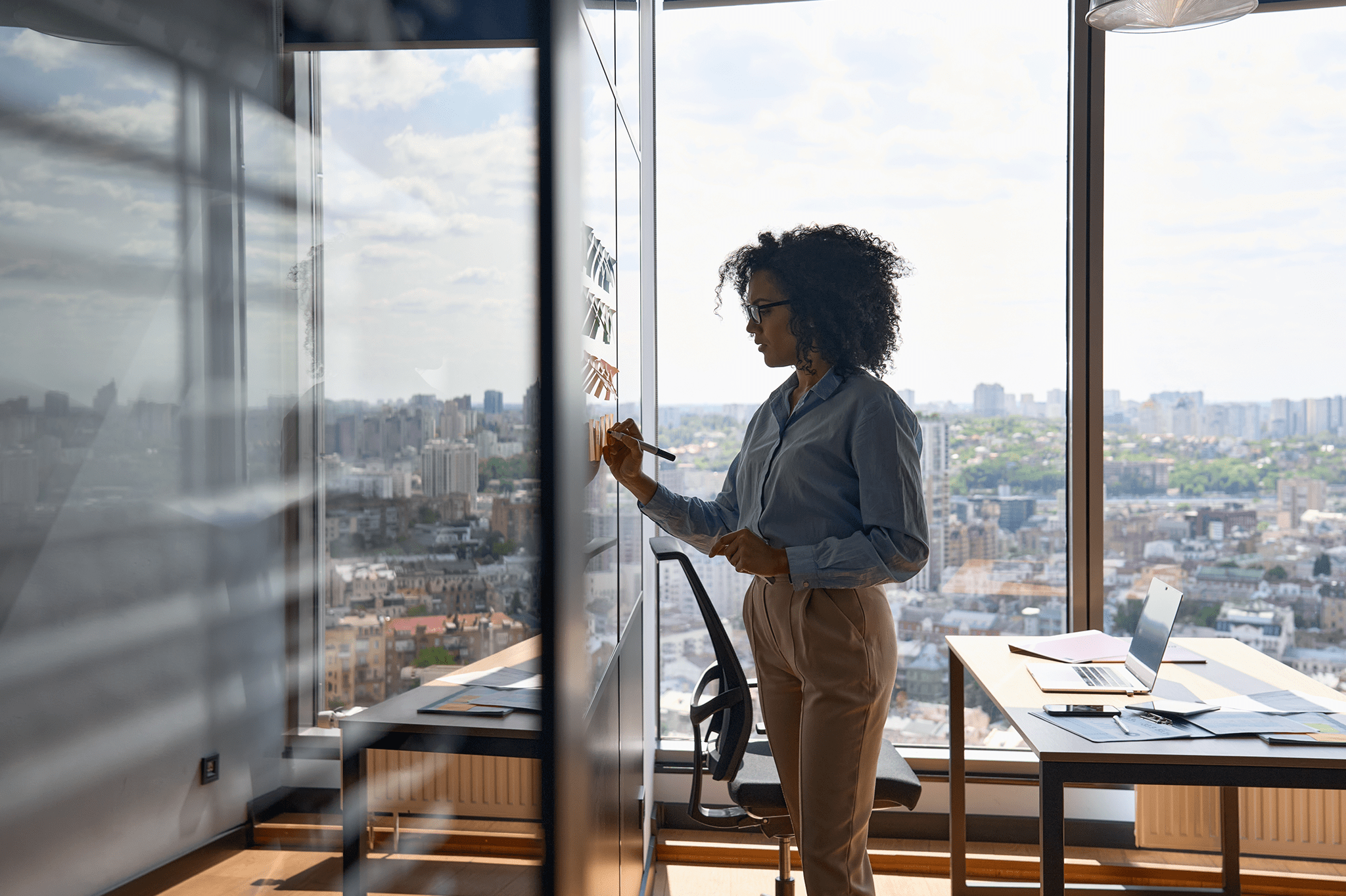 An image of a preneed agent communicating with a client.